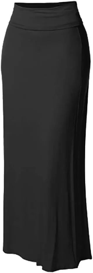 Women Pencil Skirt Women Maxi Solid Stitching Comfort Bodycon Waist High Lady's Long Skirt