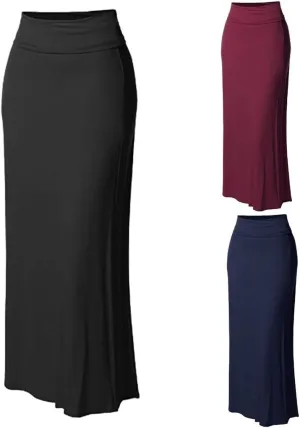Women Pencil Skirt Women Maxi Solid Stitching Comfort Bodycon Waist High Lady's Long Skirt