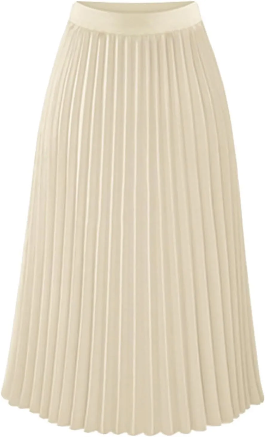 Women Pleated Chiffon Flare Skirt Trendy Midi Swing A-line Skirt Dressy Plain High Elastic Waist Elegant Long Skirts