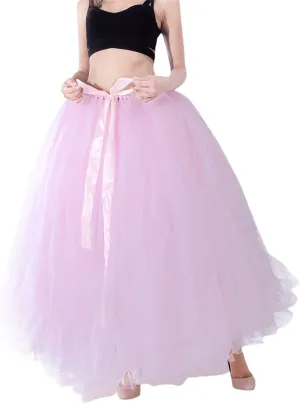 Women Plus Size Long Maxi Tutu Tulle Skirt Ballet Prom Party Wedding Layered Mesh A-Line Skirt