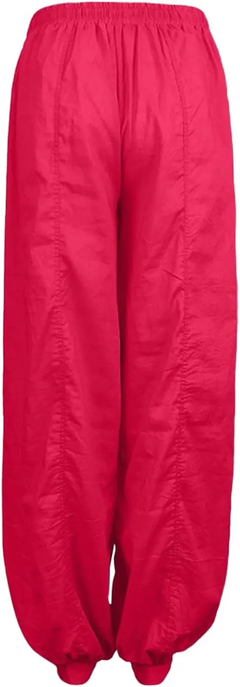 Women Wide Leg Trousers Solid Color Loose Casual Baggy Drawstring Yoga Pants Breathable Summer Cotton Linen Pants
