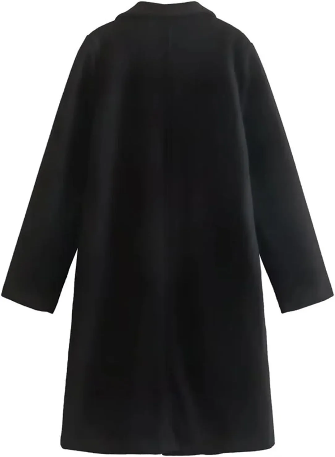 Women Winter Coats Wool Blend Mid Long Trench Coats Notch Lapel Open Front Pea Coat Elegant Work Office Jackets