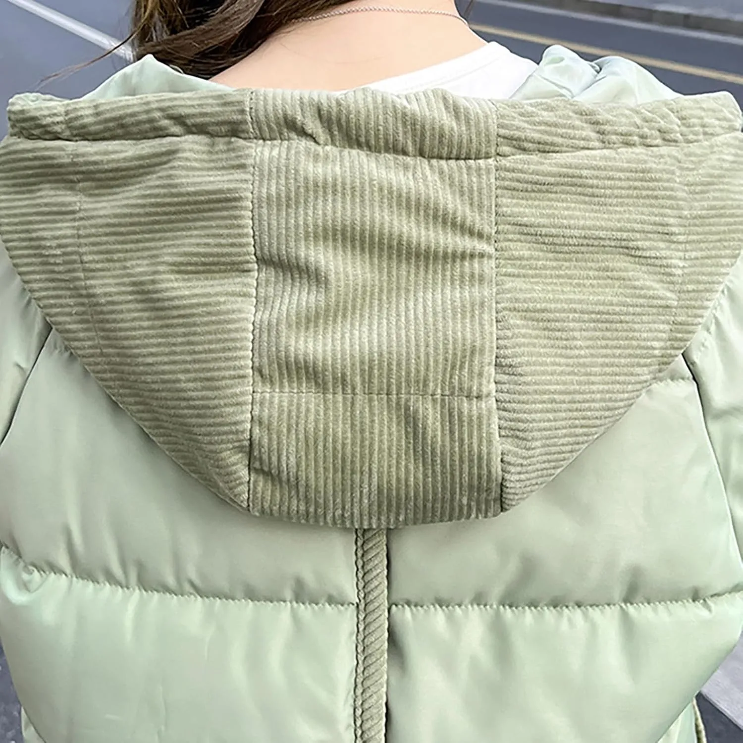 Women Winter Long Quilted Coat Maxi Length Puffer Jacket Padded Coat Cotton Hooded Long Sleeve with Oversized Pockets