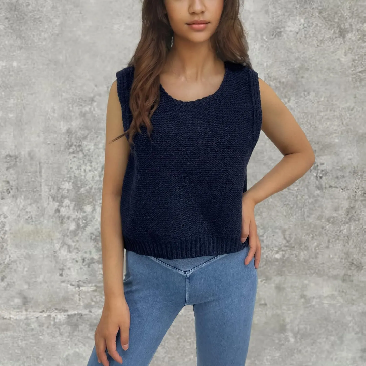 Women Y2k Bow Tie Sweater Vest Top Back Split Sleeveless Crochet Short Sweater Shirt Casual Knit Cardigan Tank Tops