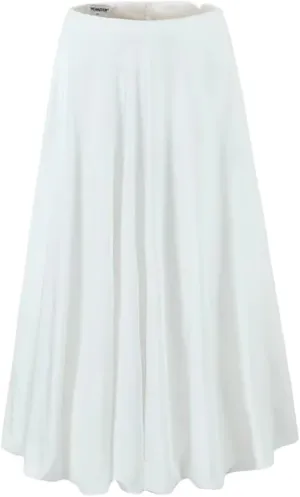 Women Zipper Solid Midi Skirt High Waist Pleated A Line Office Lady Ball Gown Skirts