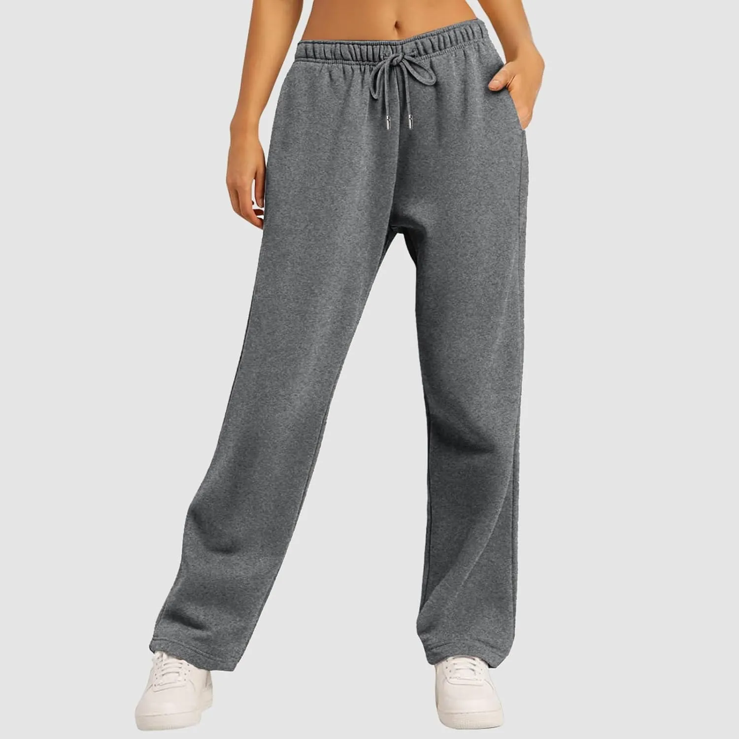 Womens Baggy Wide Leg Pants Drawstrings Cuffs Elastic Waisted Loose Palazzo Casual Harem Pants with Pockets