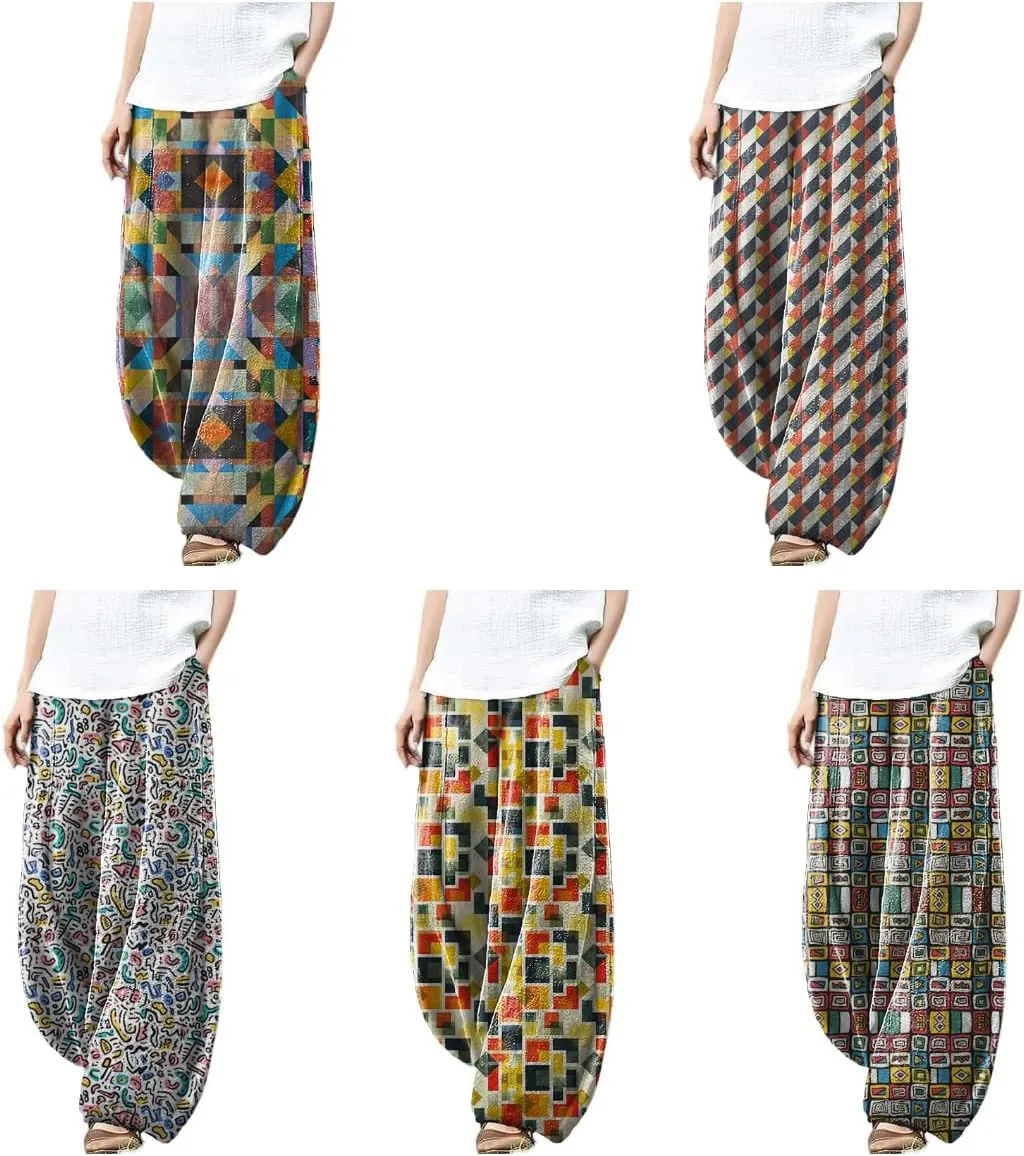 Womens Beach Pants Lounge Breathable Palazzo Pants with Pockets Flowy Pants Fashion Beach Clothes for Women
