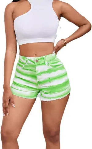 Womens Blue Ripped Denim Jean Shorts Frayed Denim Shorts for Summer