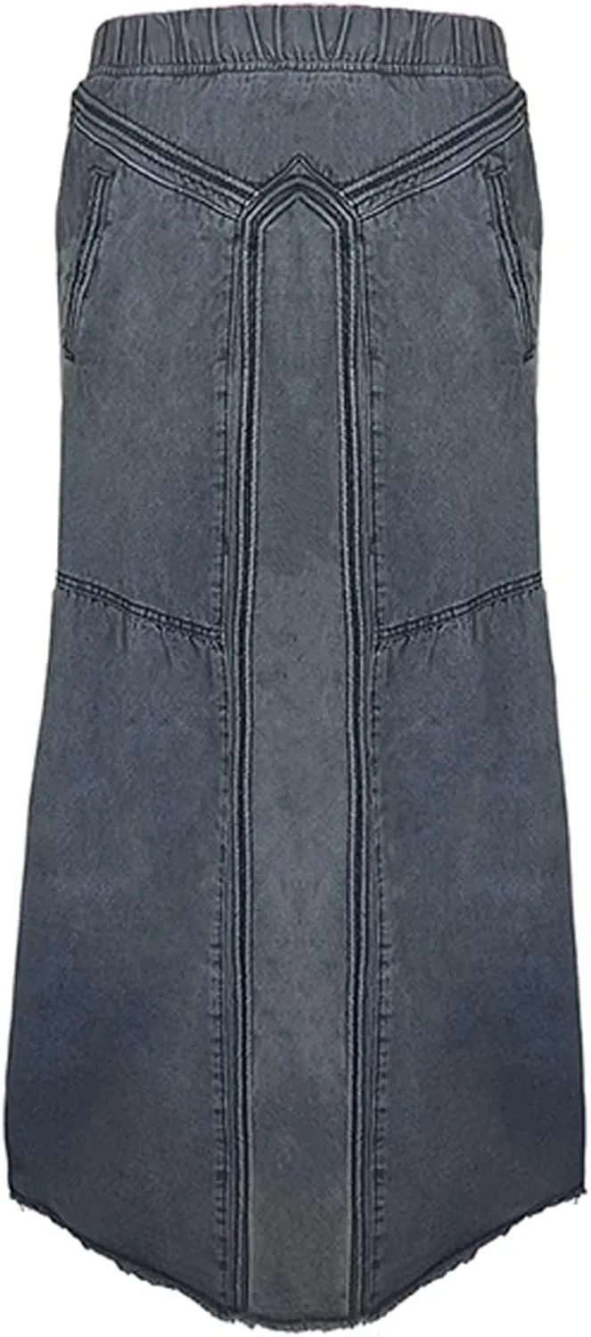 Women's Casual High Waist Denim Skirt Slim Fit A Line Jean Maxi Skirt Plus Size Sexy Mini Skirt