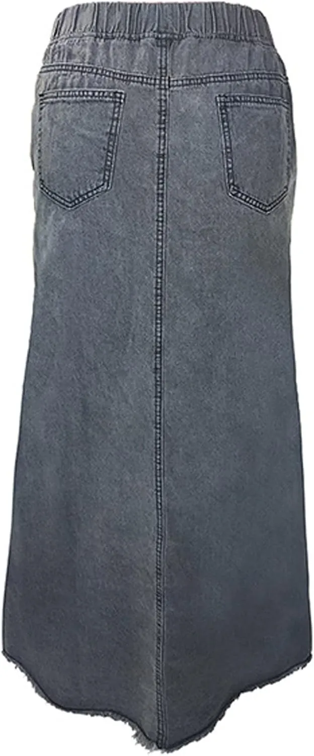 Women's Casual High Waist Denim Skirt Slim Fit A Line Jean Maxi Skirt Plus Size Sexy Mini Skirt