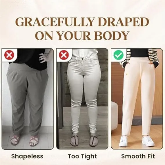 Women's Casual High Waist Modern Fit Pants, Elastic Women's Casual Sports Pants Harem Pants