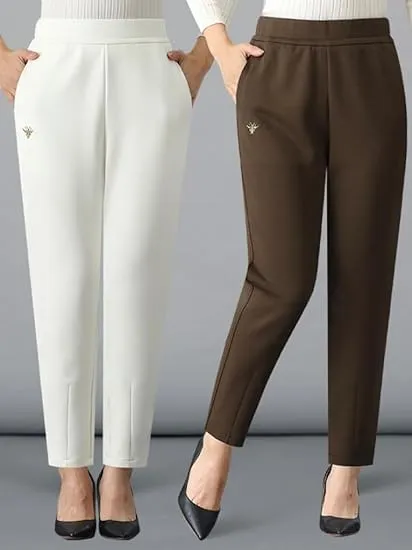 Women's Casual High Waist Modern Fit Pants, Elastic Women's Casual Sports Pants Harem Pants