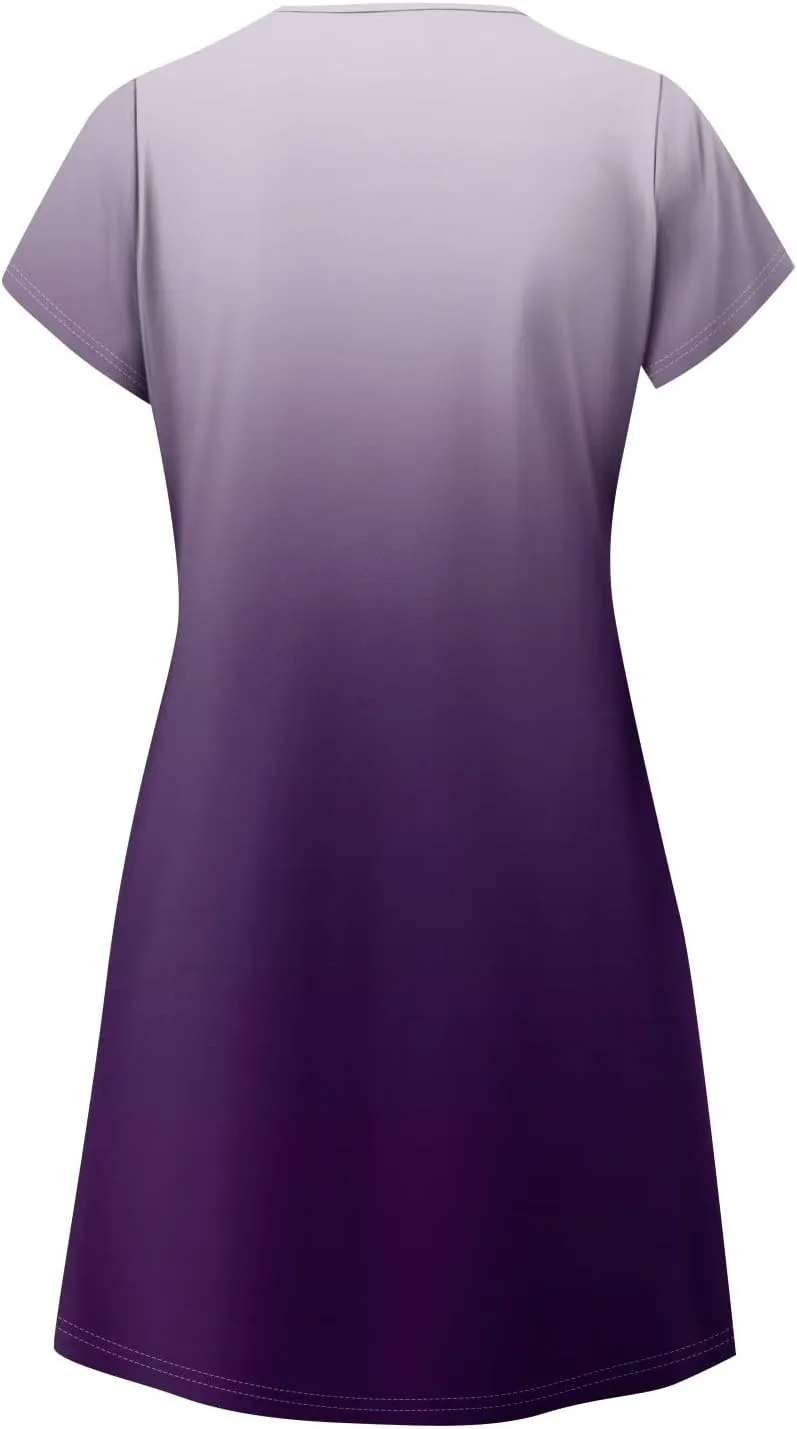 Women's Casual Spring Summer Midi Dress 2025 - Short Sleeve V-Neck Loose Cotton Ruffle Babydoll Dress Boho Sundress