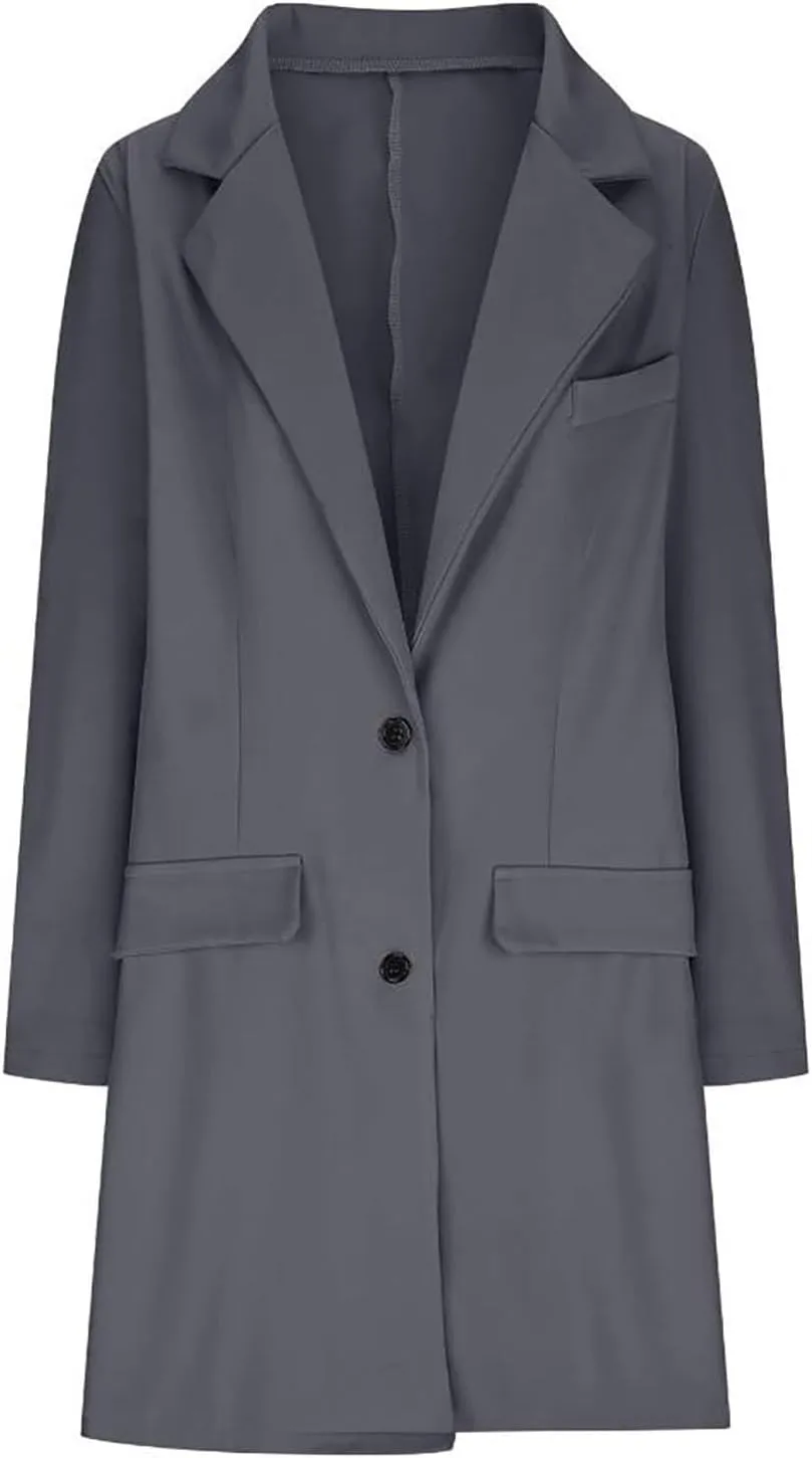 Womens Coat Fashion Winter Overcoat Single Breasted Trench Jackets Outwear Mid Long Trench Coat