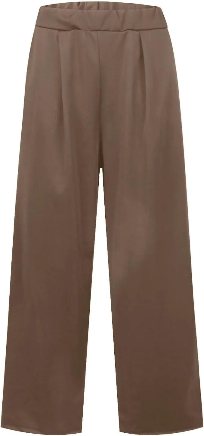 Women's Cotton Linen Summer Casual Flowy Pant Trousers High Waist Stretchy Straight Plus Size Pant