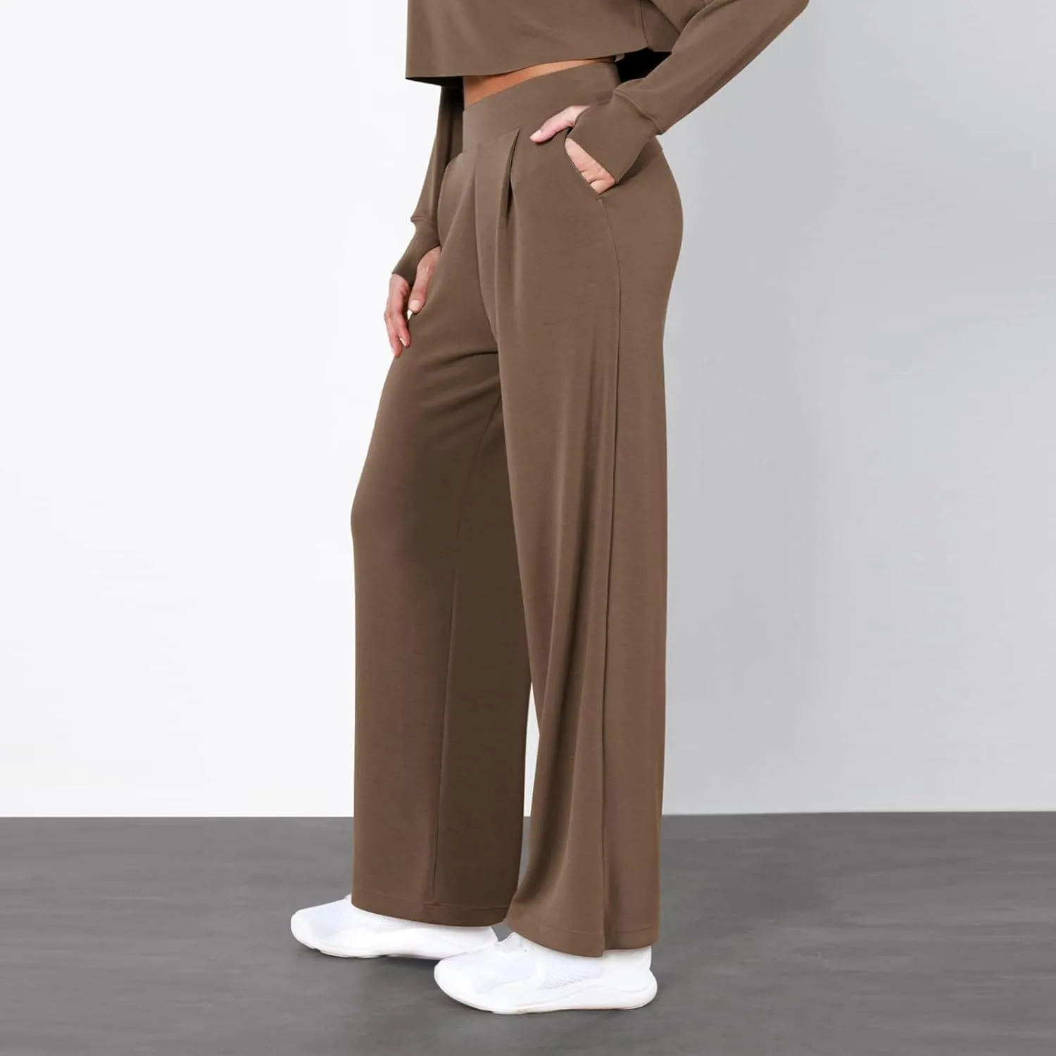 Women's Cotton Linen Summer Casual Flowy Pant Trousers High Waist Stretchy Straight Plus Size Pant