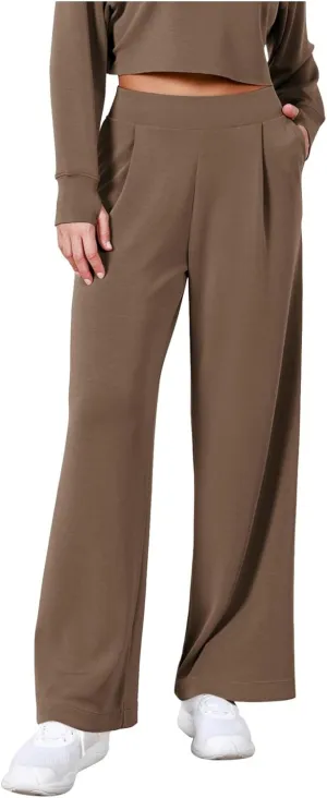 Women's Cotton Linen Summer Casual Flowy Pant Trousers High Waist Stretchy Straight Plus Size Pant