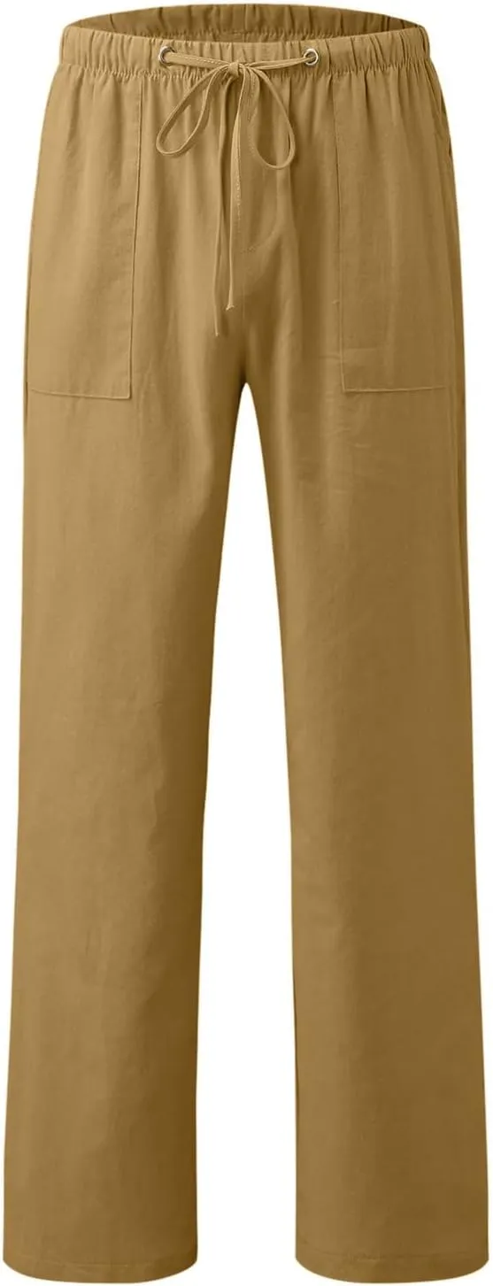 Womens Cotton Linen Summer Letter Patched Palazzo Pants Low Waist Lounge Pants Loose Fit Palazzo Lounge Pants