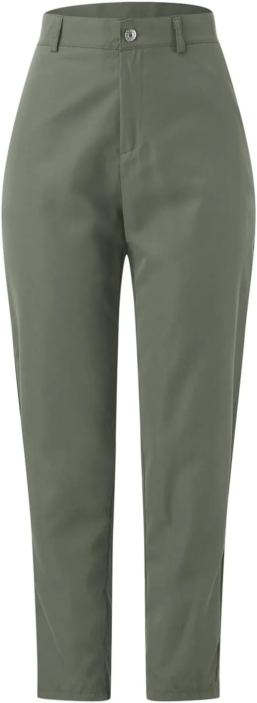 Womens Elegant Casual Daily Straight Leg Casual Pants Suit Pants Solid Color Zipper Button Trousers High Waist