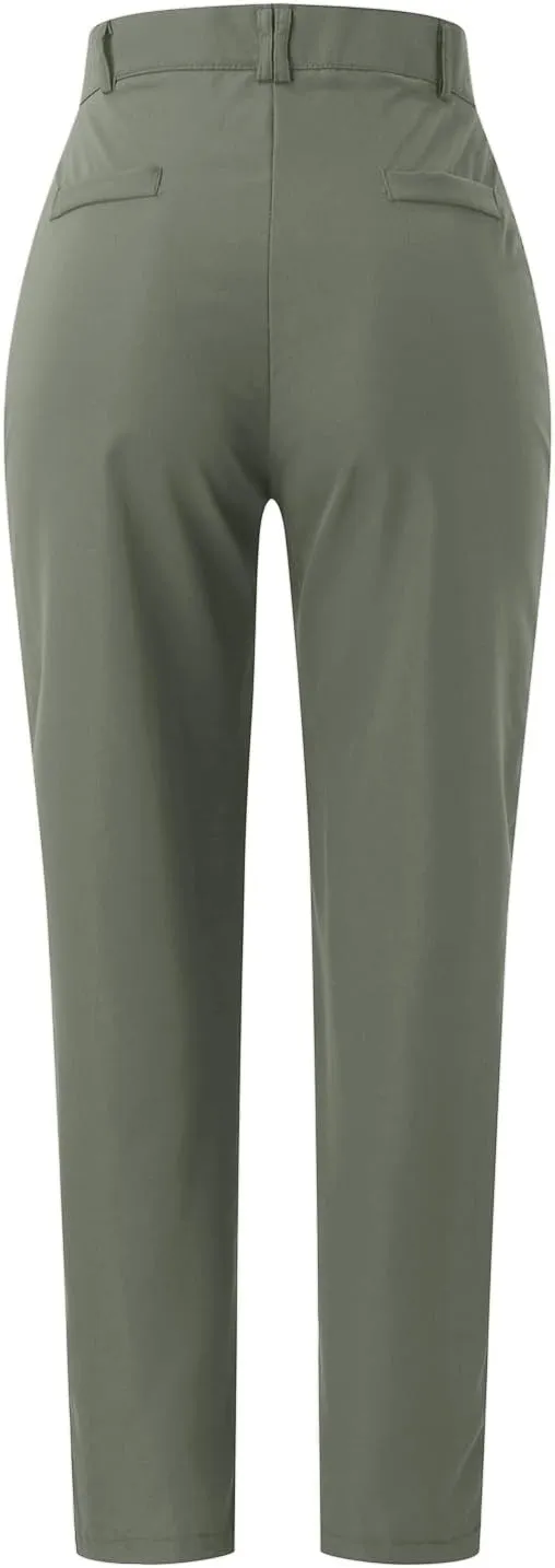 Womens Elegant Casual Daily Straight Leg Casual Pants Suit Pants Solid Color Zipper Button Trousers High Waist