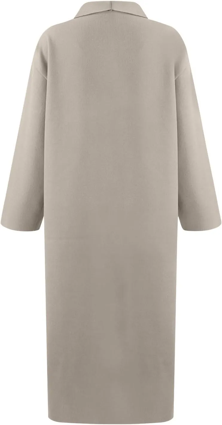 Womens Fall Fashion 2024 Long Sleeve Maxi Cardigan Open Front Oversized Coat Casual Lapel Warm Overcoat with Pockets
