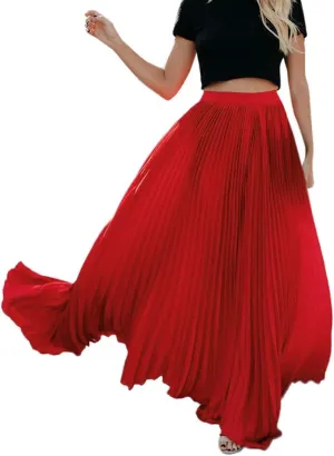 Womens Fashion High Waist Fold Soild Vintage Loose Beach Wrap Maxi Long Skirt Knee Length Knit Skirt
