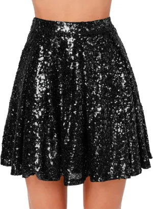 Women's Fashion High Waist Pleated Solid Color Short Skirt Loose Sequin Skirt Skirt for Women Tulle