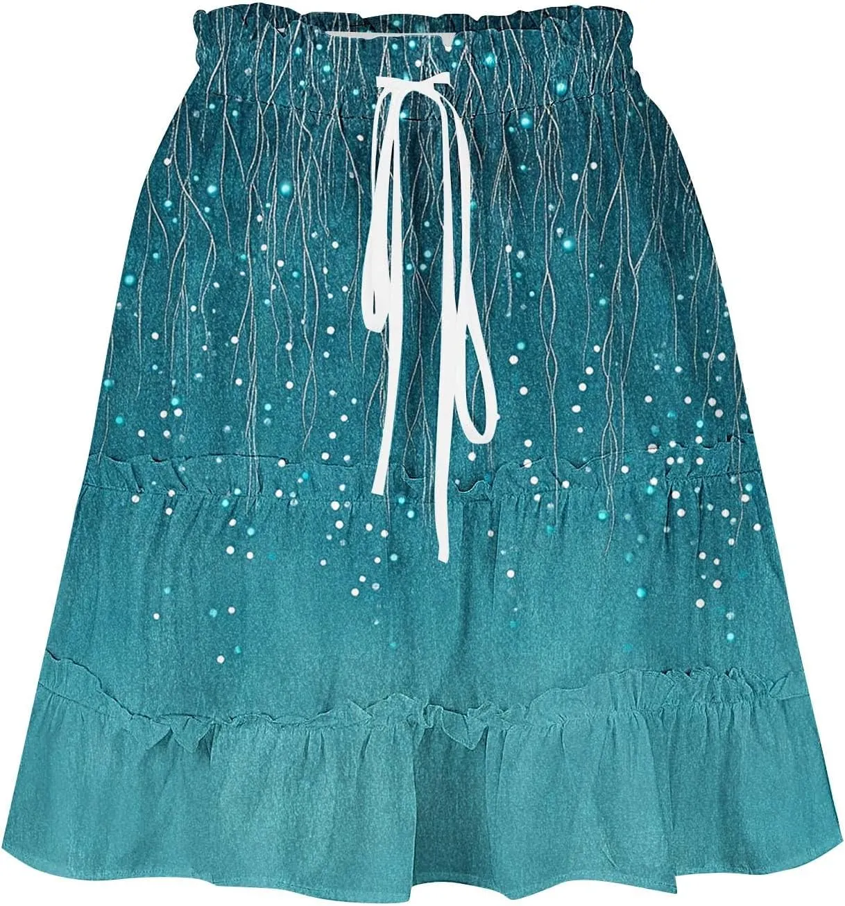 Womens Flowy High Waist Pleated Mini Skirts Casual Boho Floral Ruffle Tiered Skorts Cute Summer Fashion Shorts