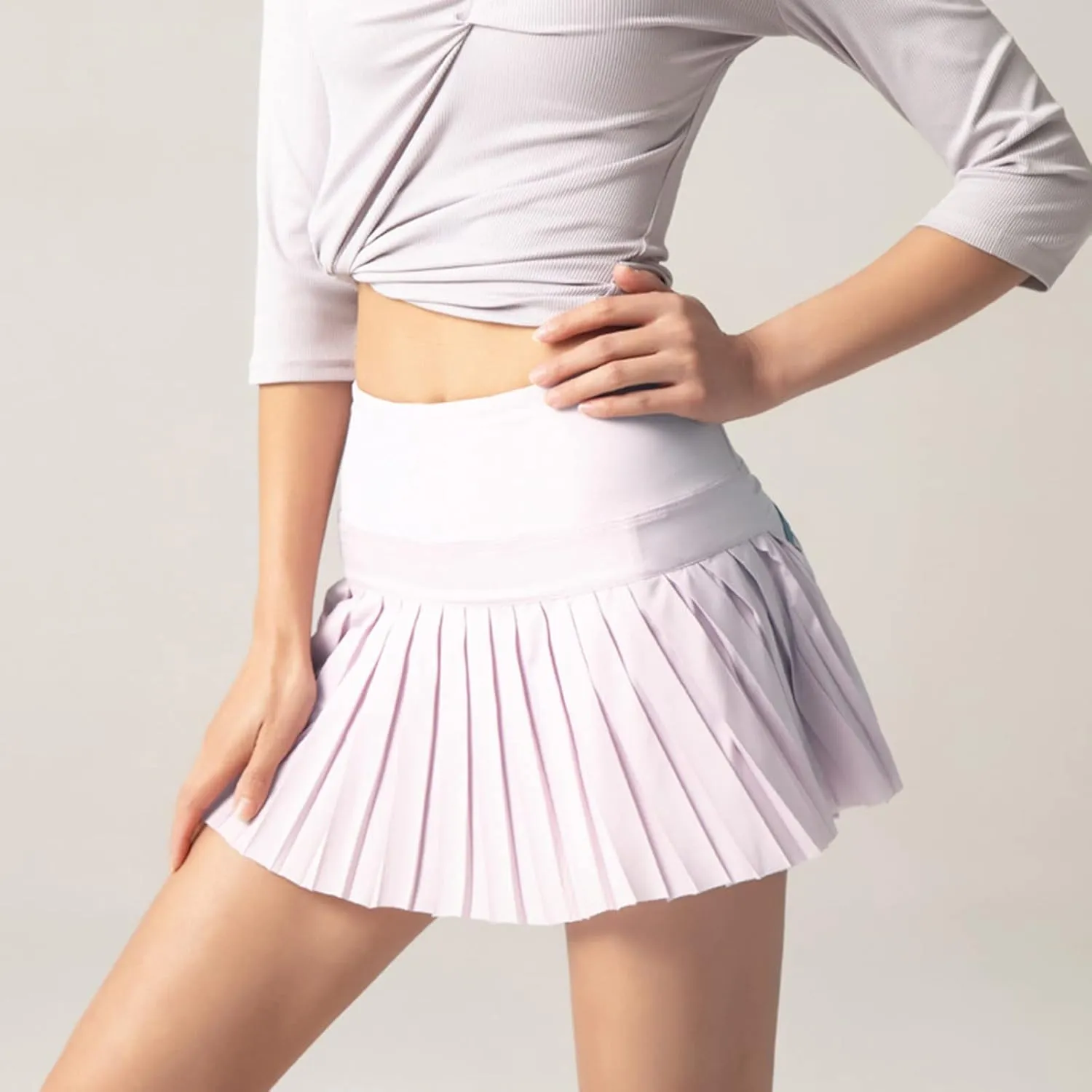 Women's High Waisted Running Skorts Sports Pleated Skirts Pockets Pant Skirts Cute Skirt (Pink, S)
