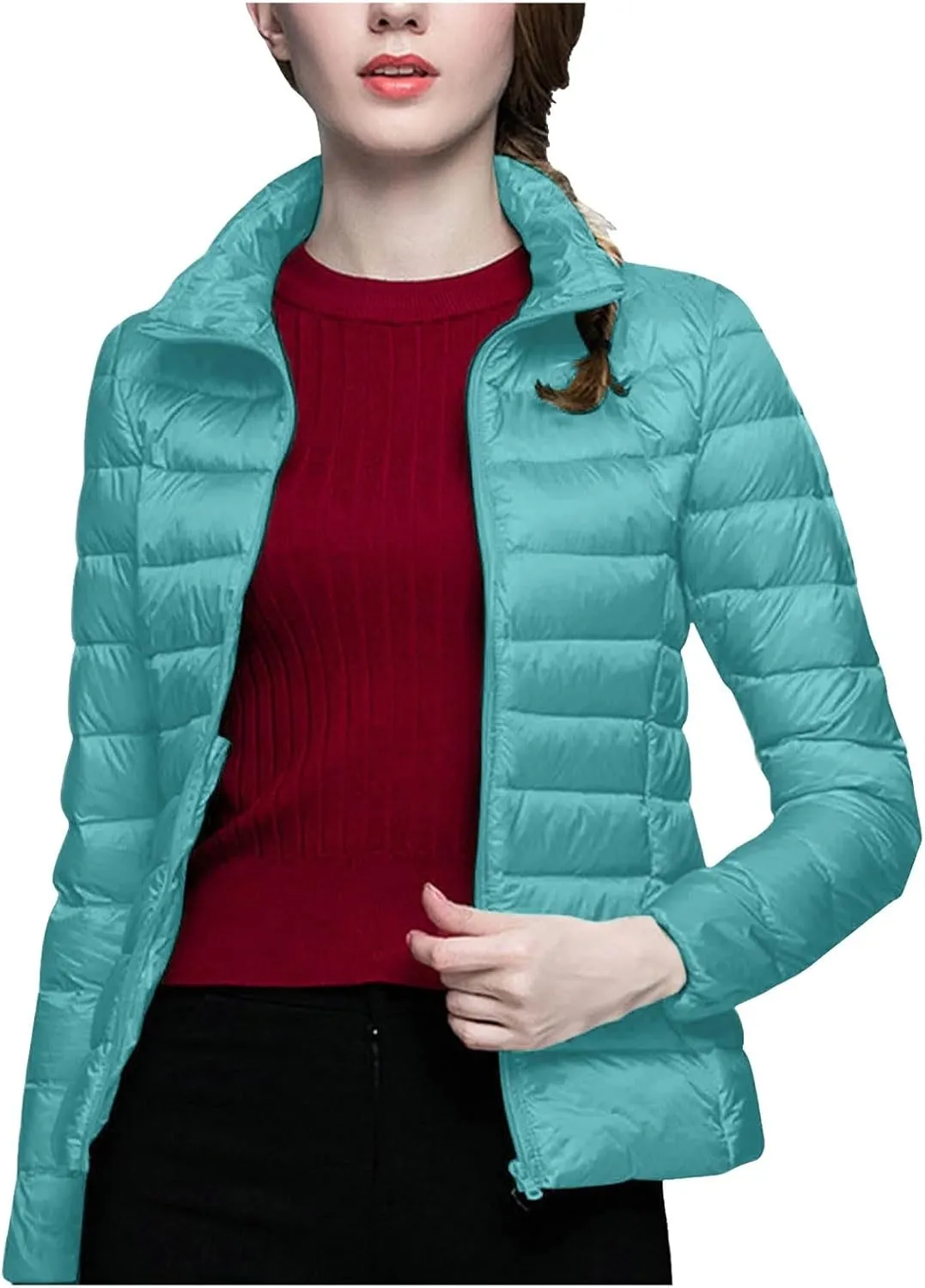 Womens Jackets Winter Down Jacket Women Slim Short Jacket Women's Cropped Quilted Jacket LightWeight Coat Outwear