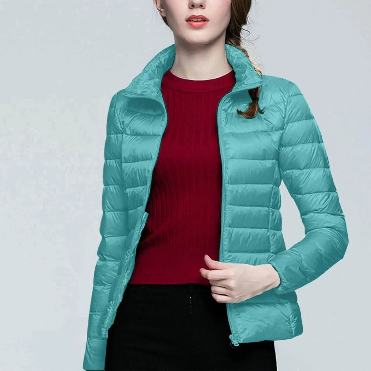 Womens Jackets Winter Down Jacket Women Slim Short Jacket Women's Cropped Quilted Jacket LightWeight Coat Outwear