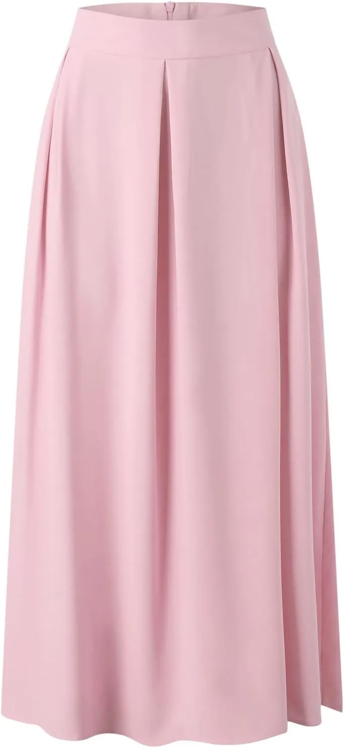 Women's Large Solid Color Pocket High Waist Ol Half Skirt Pleated Skirt Maternity Skirt