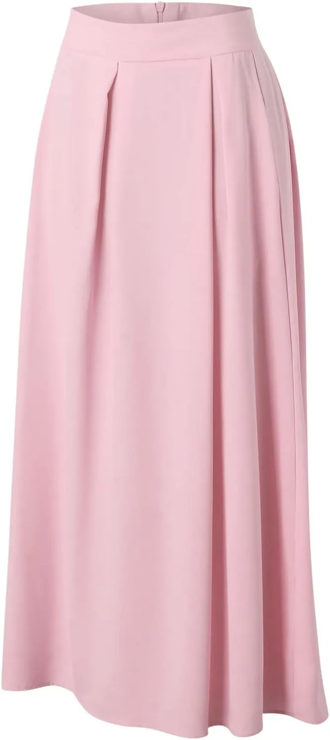 Women's Large Solid Color Pocket High Waist Ol Half Skirt Pleated Skirt Maternity Skirt