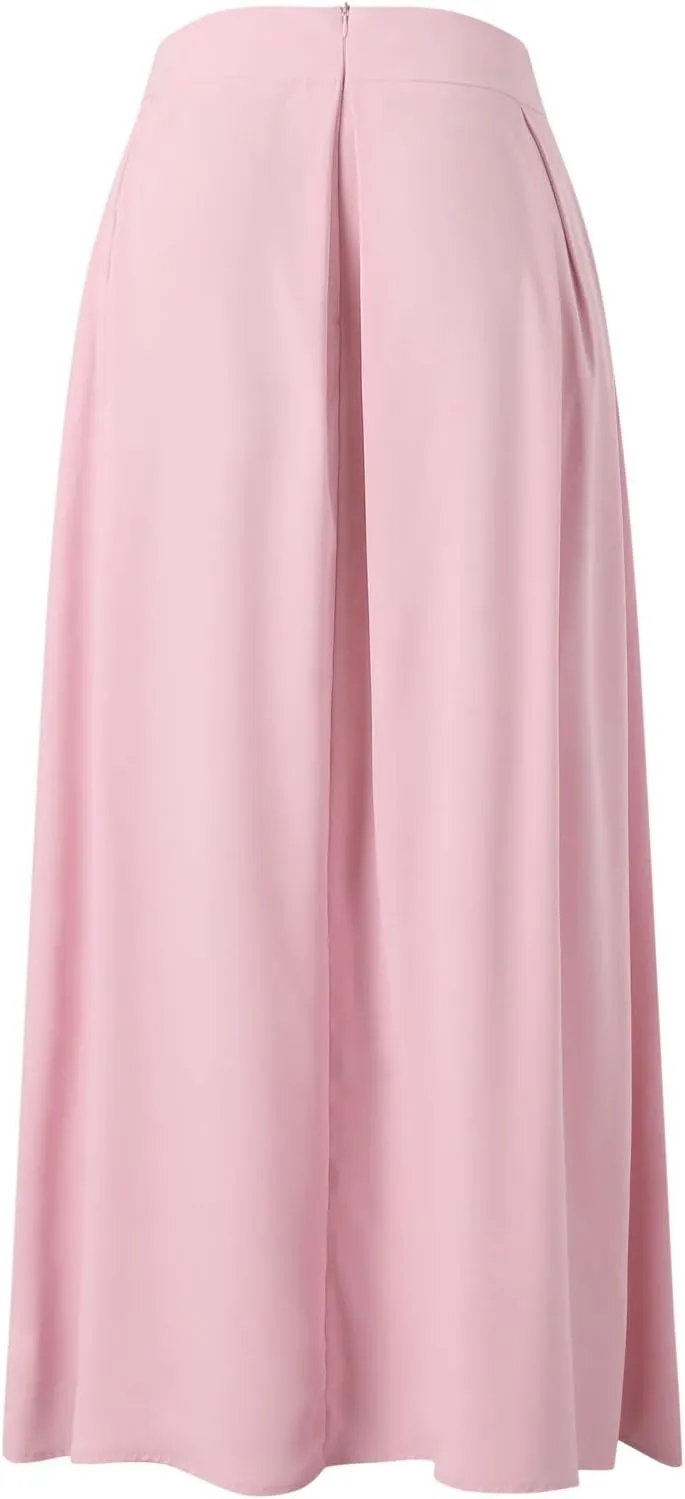 Women's Large Solid Color Pocket High Waist Ol Half Skirt Pleated Skirt Maternity Skirt