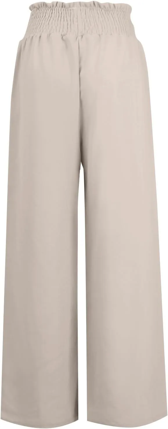 Womens Linen Blend Summer Solid Pant Trousers High Waist Stretchy Straight Slim Fit Pants Work Business