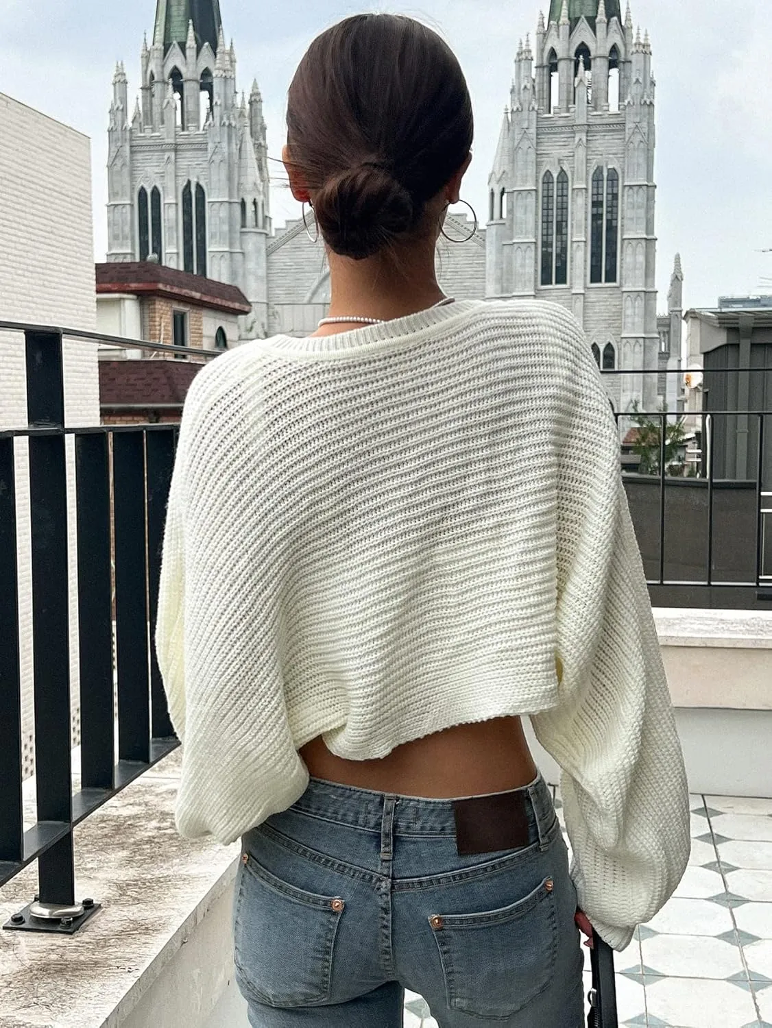 Women's Open Front Cardigan Sweater Long Sleeve Knit Bolero Shrug Cropped Cardigan Y2k Trendy