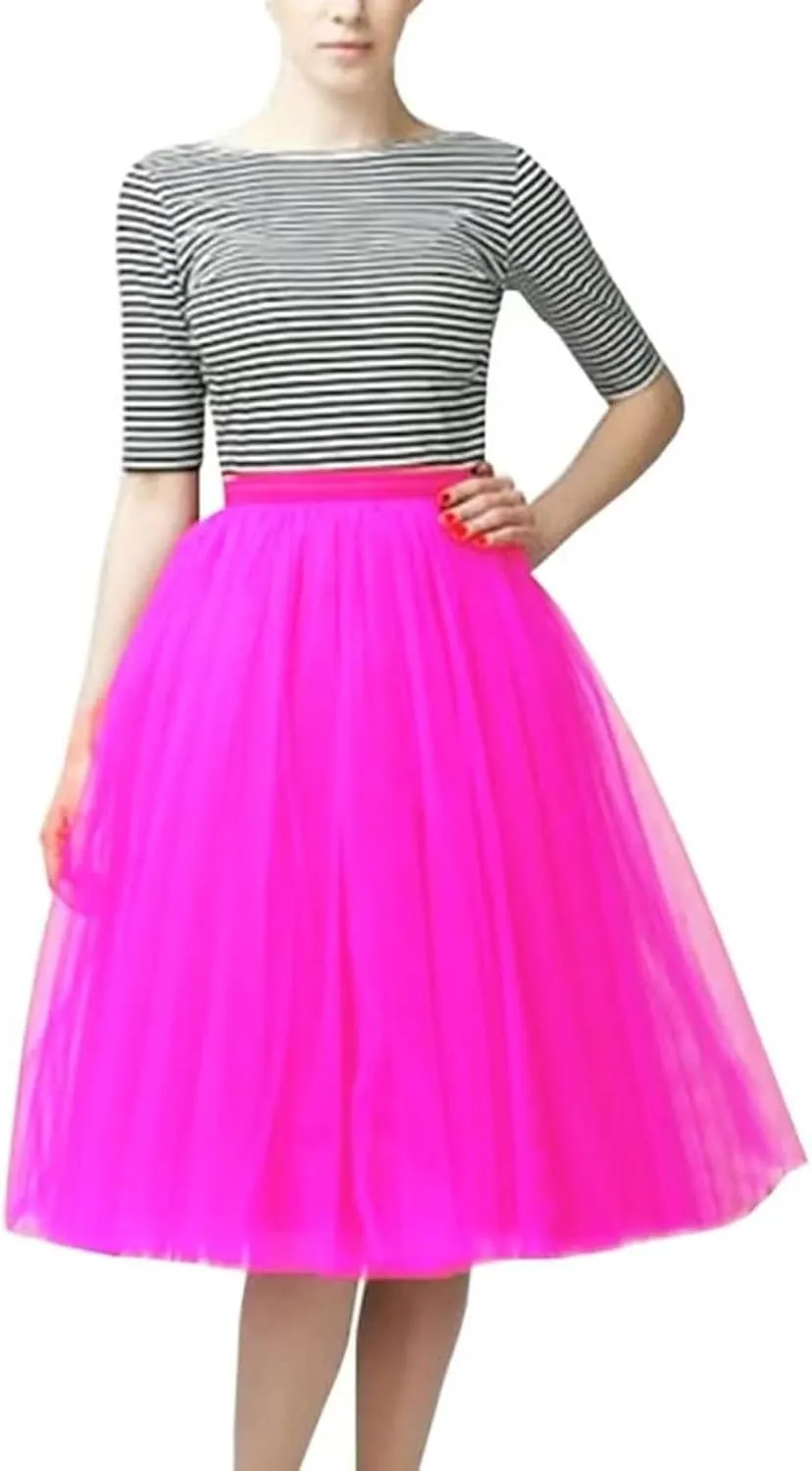 Womens Pleated Knee Length Skirt Adult Tutu Dancing Skirt Women Tall Skirt