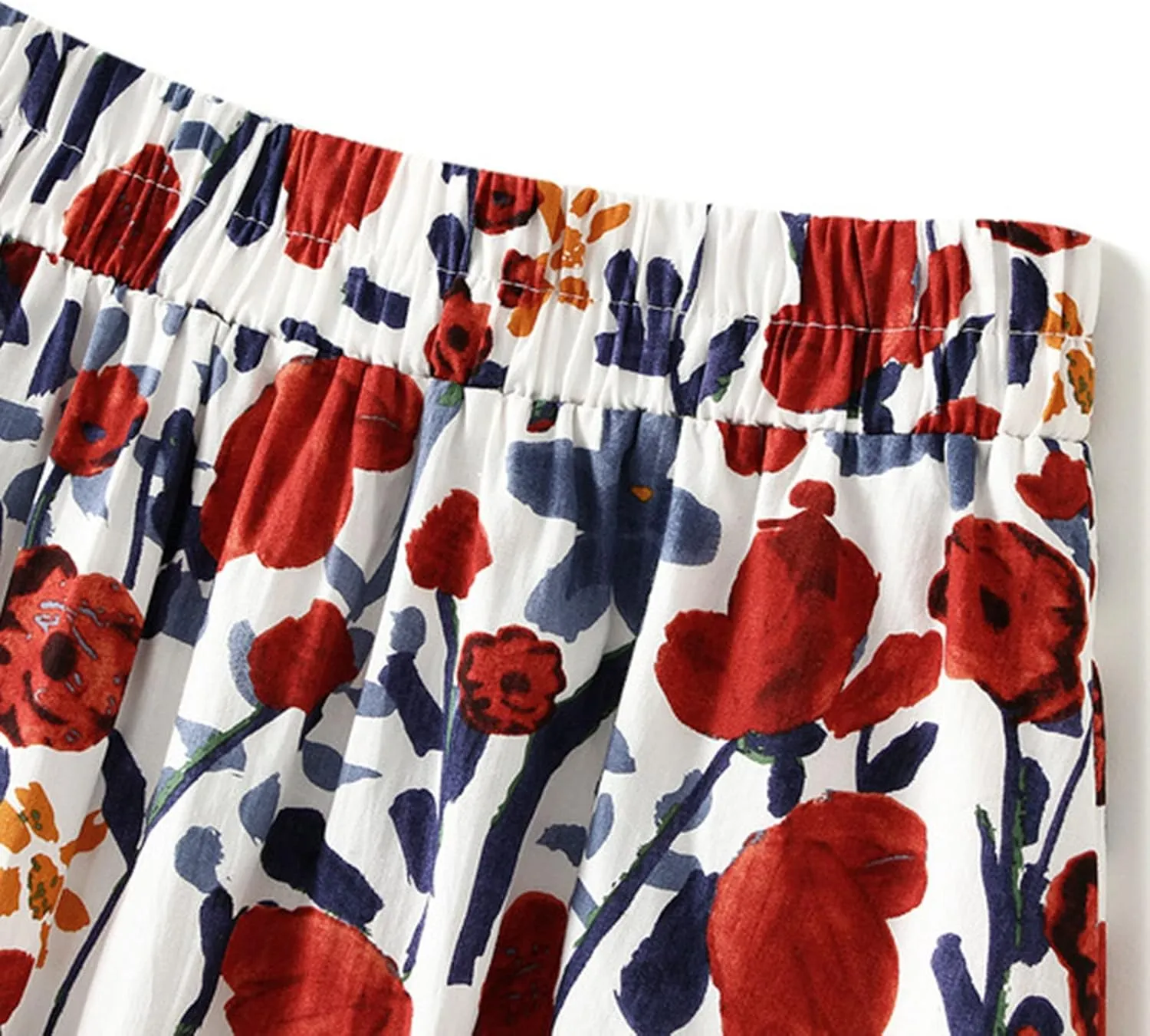 Womens Retro Skirt Midi Skirts for Women Floral Printed Midi Skirt High Waisted A Line Skirt Elastic Waist Skirt
