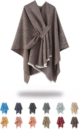 Women's Shawls Wrap Poncho Soft Capes Open Front Scarf Blanket Wraps Comfort Knit Cloak Cardigan Warm Sweater Shawl