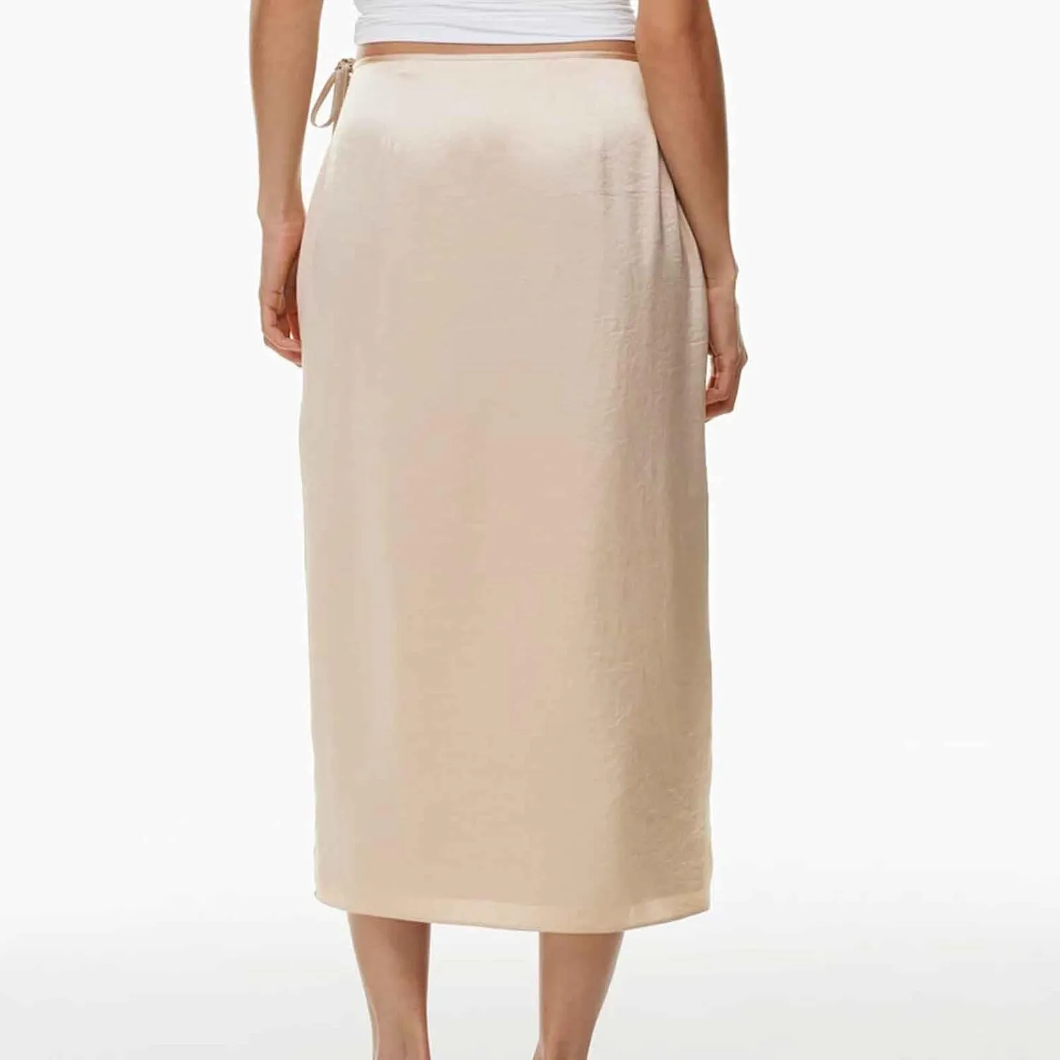 Womens Shift Skirt Casual Elegant Side Split Drawstring High Waisted Wrap Midi Skirt Office Business Work Skirt