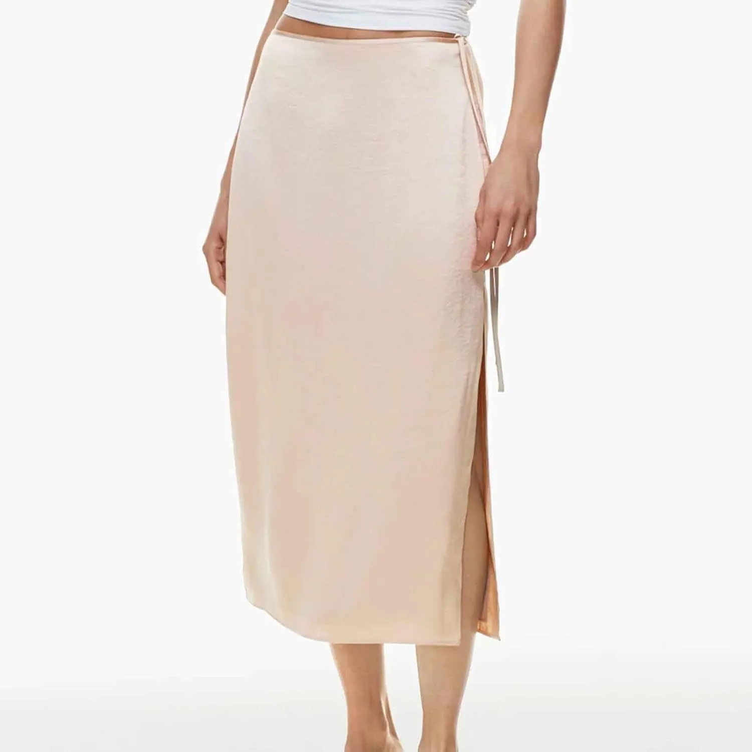 Womens Shift Skirt Casual Elegant Side Split Drawstring High Waisted Wrap Midi Skirt Office Business Work Skirt