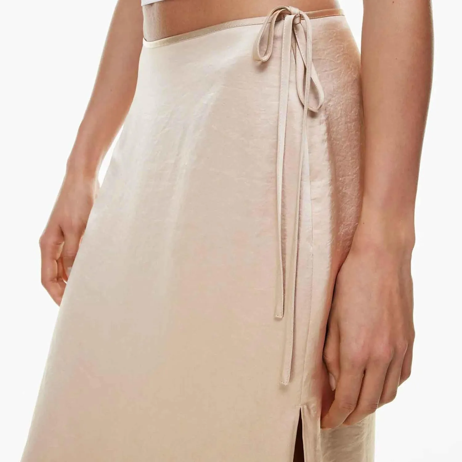 Womens Shift Skirt Casual Elegant Side Split Drawstring High Waisted Wrap Midi Skirt Office Business Work Skirt