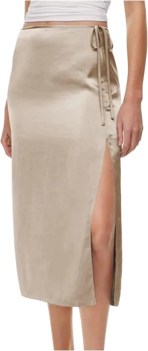 Womens Shift Skirt Casual Elegant Side Split Drawstring High Waisted Wrap Midi Skirt Office Business Work Skirt