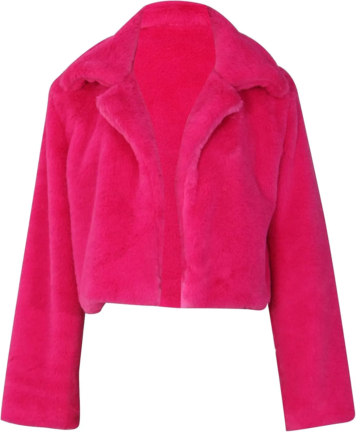 Womens Short Fur Coat Fluffys Fleece Outwear Turn-Down Collar Faux Furs Tops Winter Warm Sweater Jacket