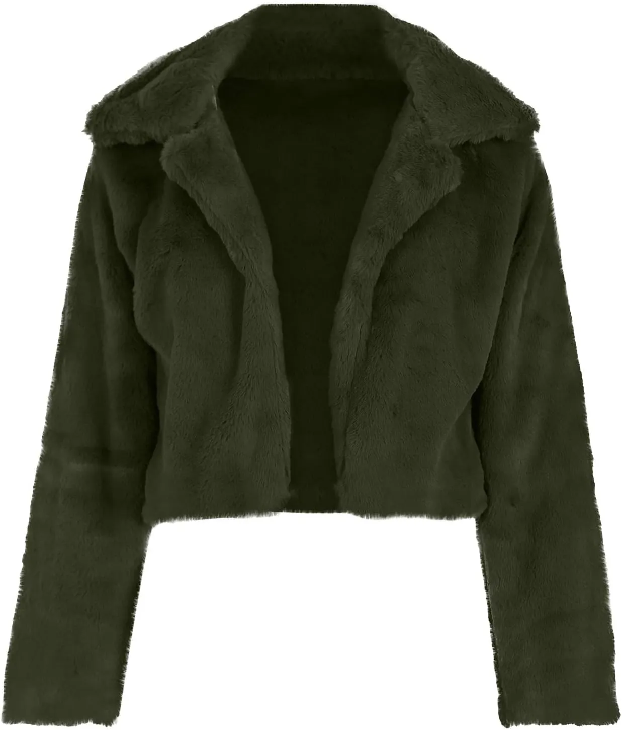 Womens Short Fur Coat Fluffys Fleece Outwear Turn-Down Collar Faux Furs Tops Winter Warm Sweater Jacket