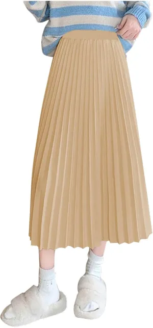 Womens Skirt Summer Midi Long Pleated Skirts High Waisted A Line Dress 2025 Trendy Boho Beach Dresses