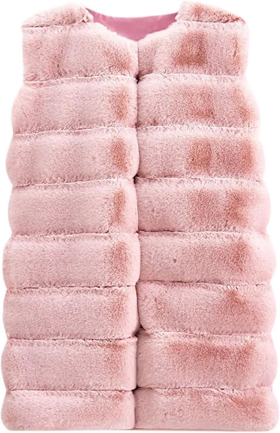 Women's Sleeveless Faux Fox Fur Vest Long Coat Ladies Mid-length Warmer Outwear Jacket Fashion Solid Color Tops
