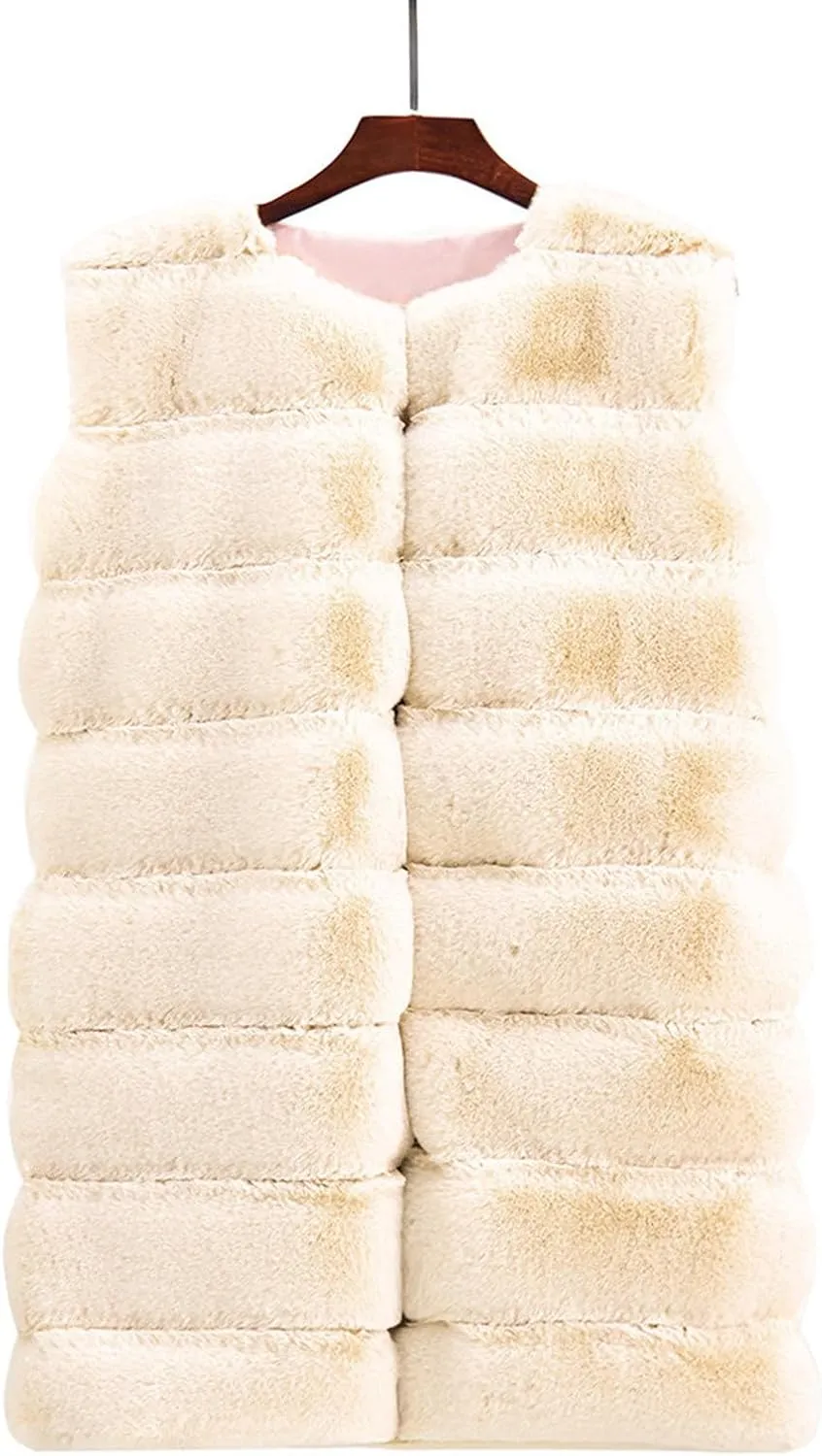 Women's Sleeveless Faux Fox Fur Vest Long Coat Ladies Mid-length Warmer Outwear Jacket Fashion Solid Color Tops