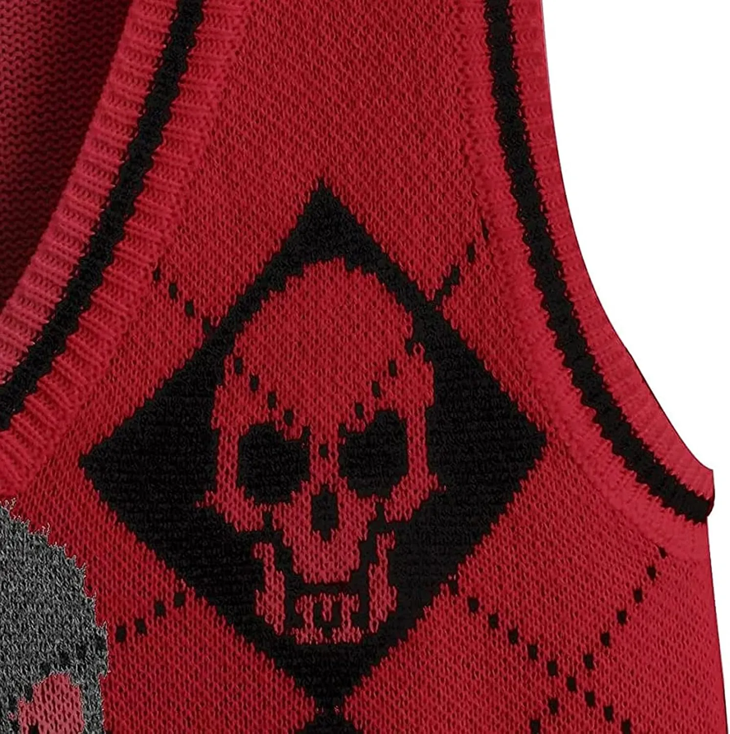 Women's Sleeveless Sweater Vest Halloween Skull Printed Knit Vest V Neck Crop Pullover Knitwear Tank Tops