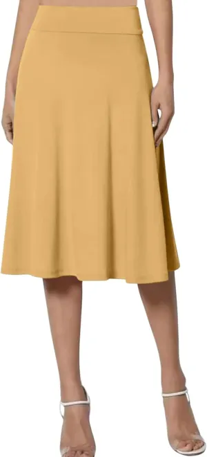 Women's Solid Lightweight Flare Midi Pull On Closure Skirt Extra Large Cage Skirt